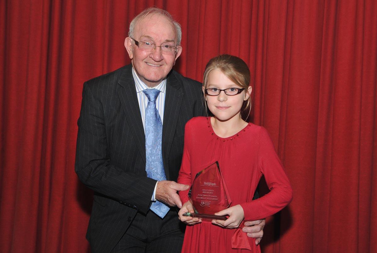 Junior Sports Personality of the Year Lucy - Belle Williamson presentation by Willie Irvine.