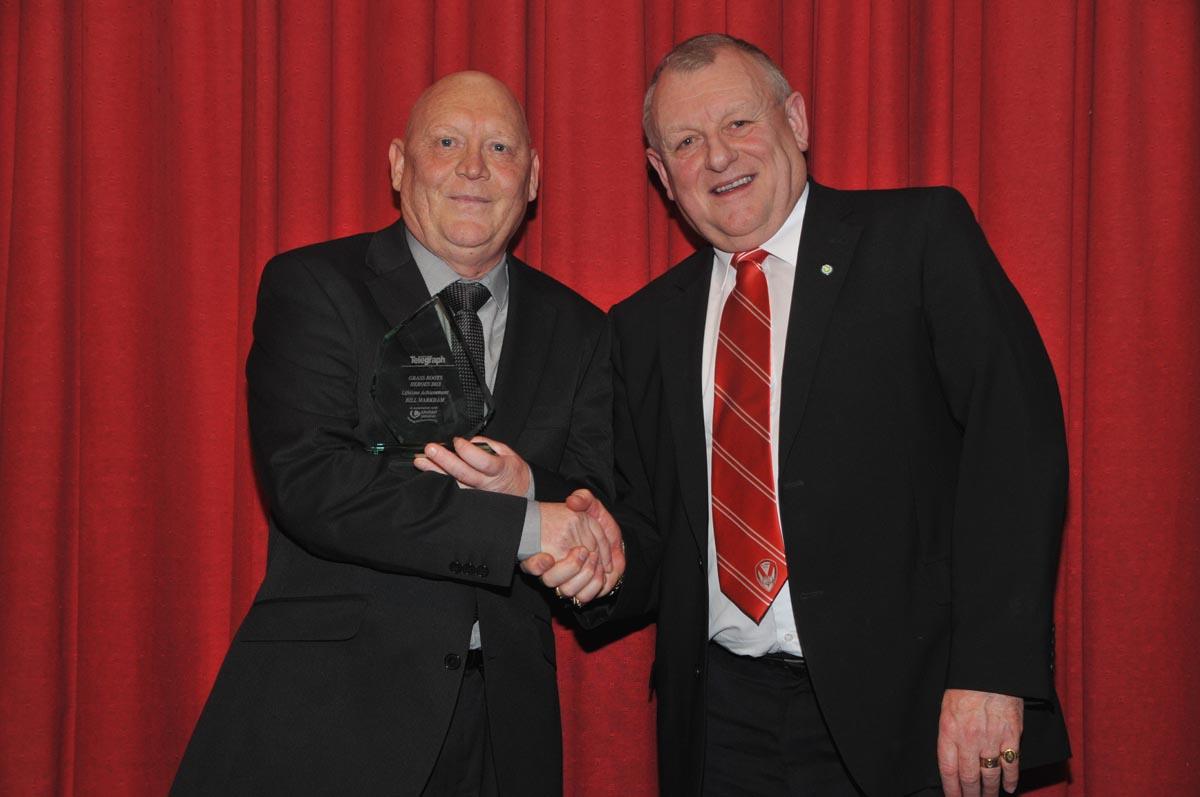 Lifetime Achievement Billy Markham presentation by Colin Fairclough construction manager United Utilities