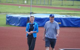 Dedicated: Joe Fleming on the athletics track with granddaughter Olivia