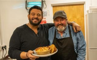 Mike Bryan (right) cooked Adam Richman an authentic Lancashire hotpot