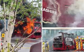 Staff at Blackburn bus station have been praised for their quick actions after a double decker bus caught fire.