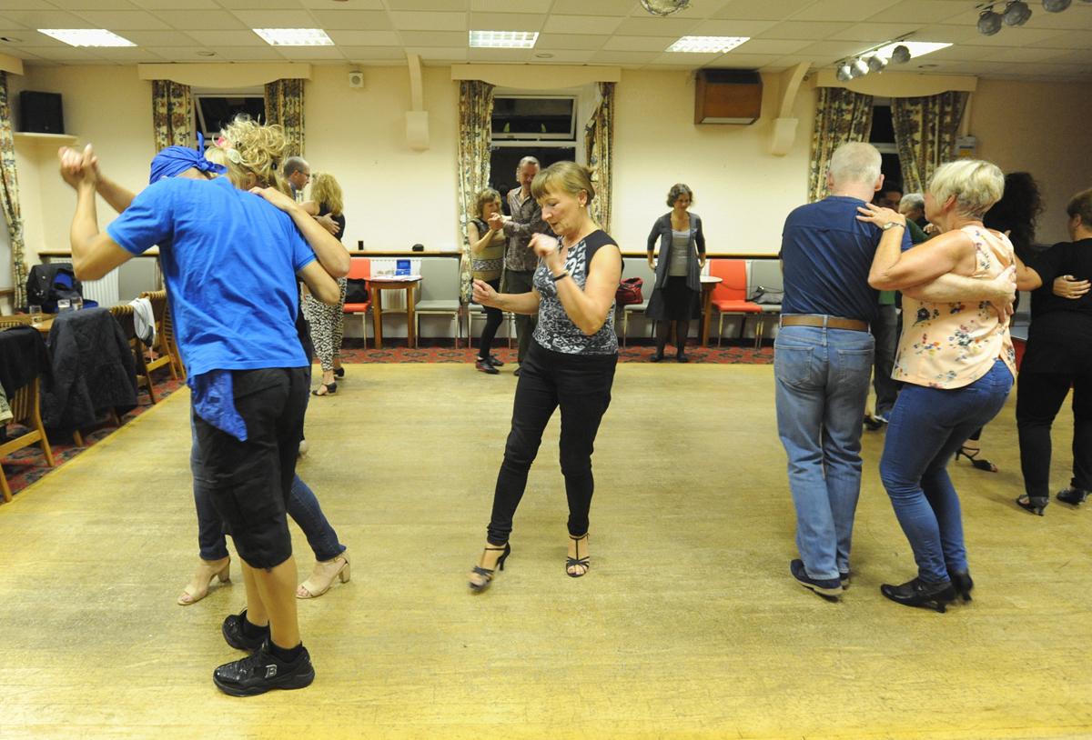 People take part in the Sweet Salsa Cuban Salsa Dancing Lessons at Longridge Conservative Club