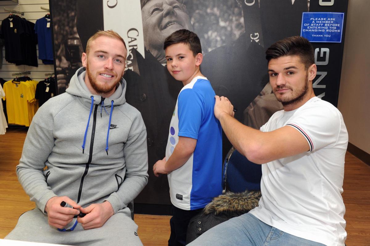 Blackburn Rovers stars Jason Steele and Ben Marshall, were at the Rovers shop at Ewood Park, to meet fans and sign autographs.
