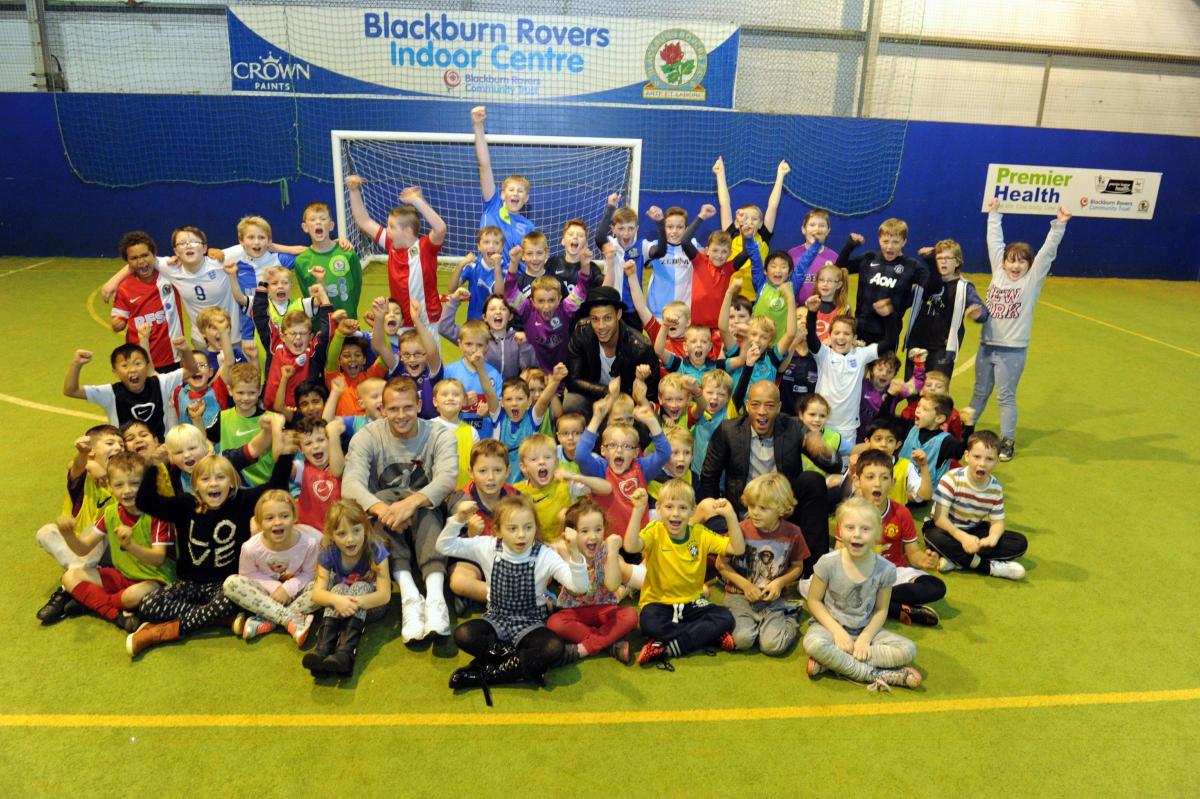 Blackburn Rovers stars Jordan Rhodes, Alex Baptiste and Rudy Gestede popped along the the clubs' half term soccer school to meet young fans.
