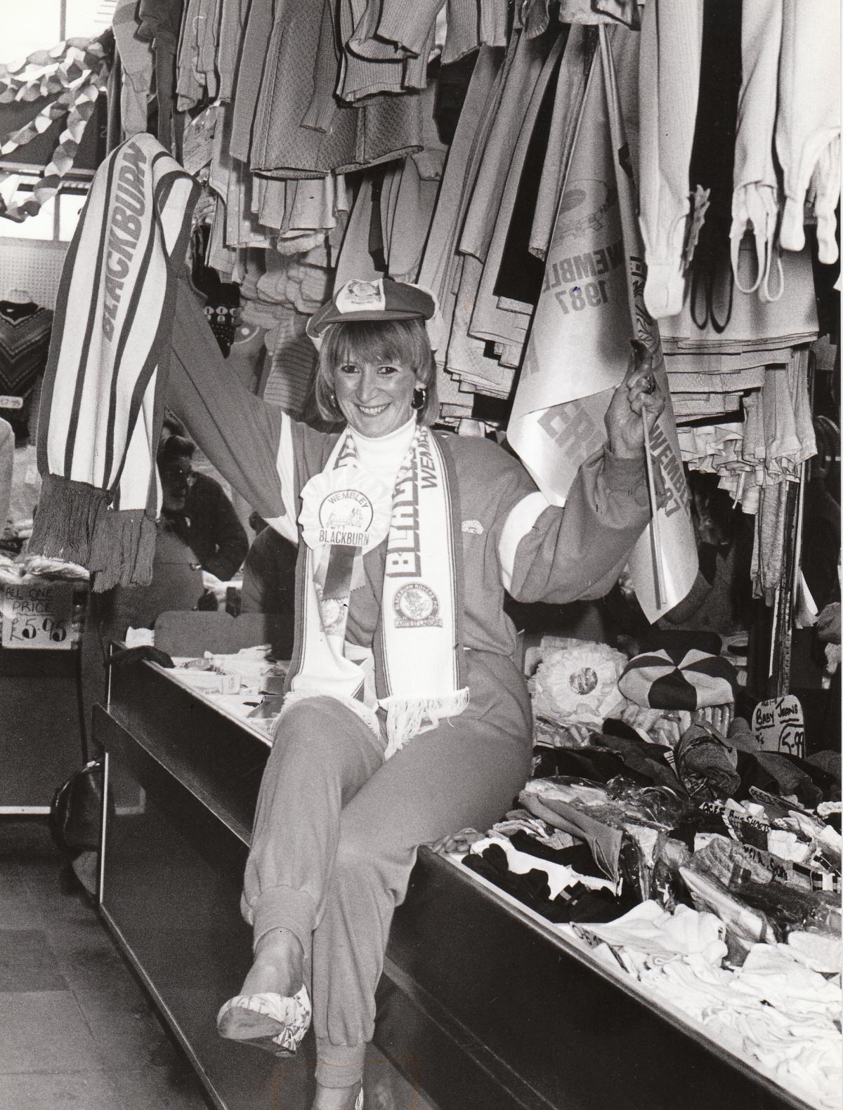 Sheila Donaghy dressed ready for Rover's cup final in 1987.