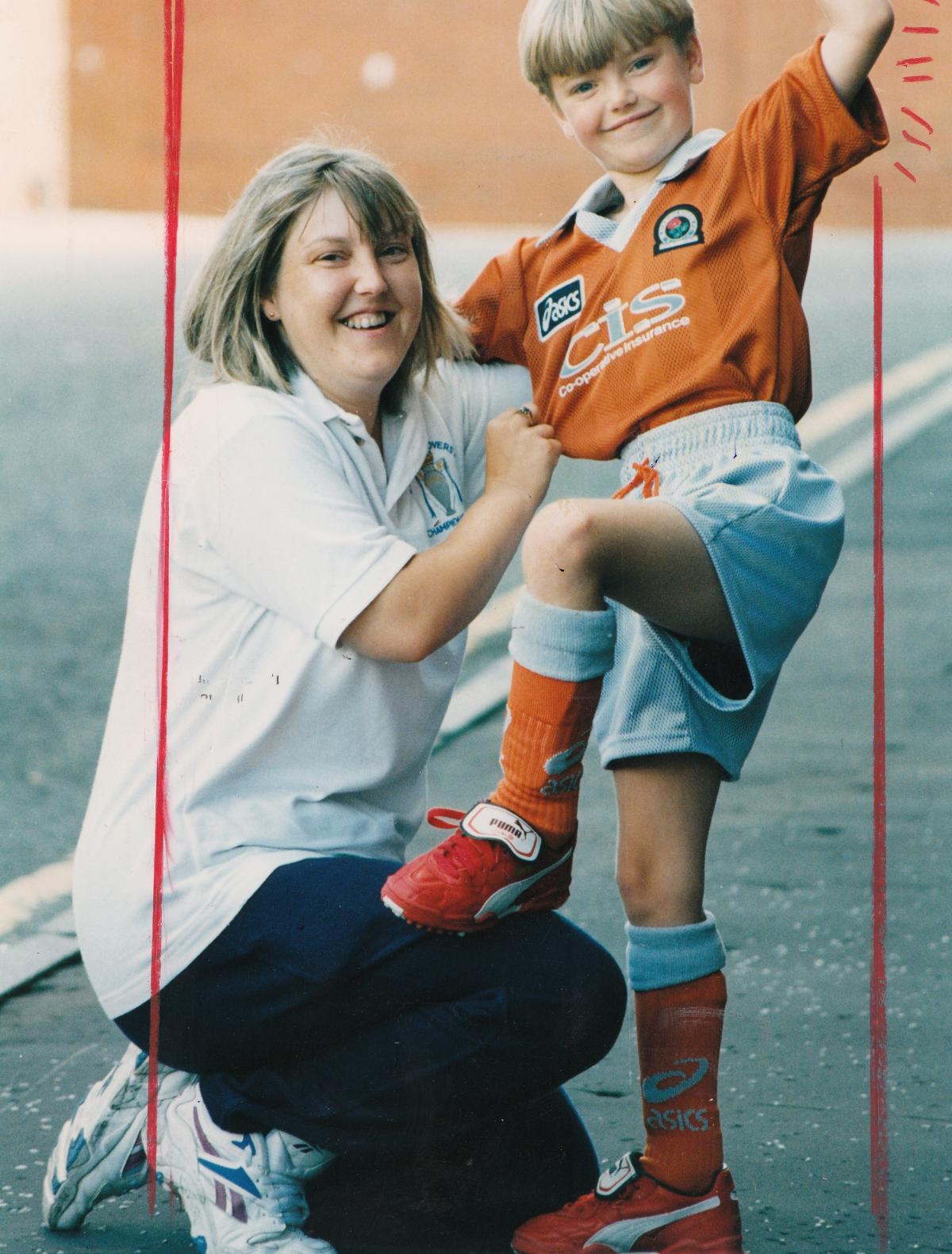 James Taylor, 8, with mum Anne in 1997.