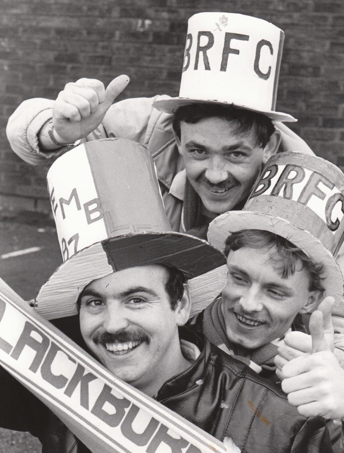Dave Austin, Mick Walton and Lozx Calvert from the Rovers Return pub in 1987.
