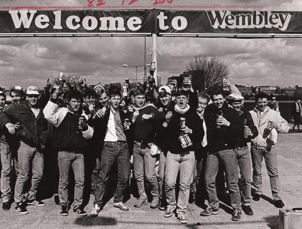 Rovers fans celebrate on Wembley Way in 1987.