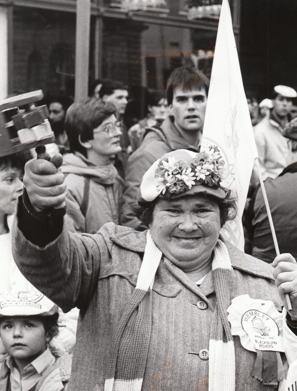 Rovers fans June Birkett at Wembley in 1987.
