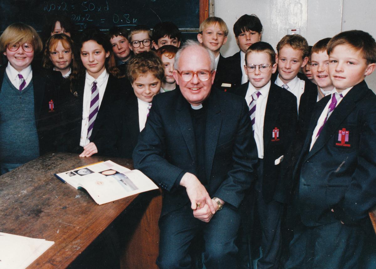 Bishop of Salford, Patrick Kelly with Fisher More pupils, Colne