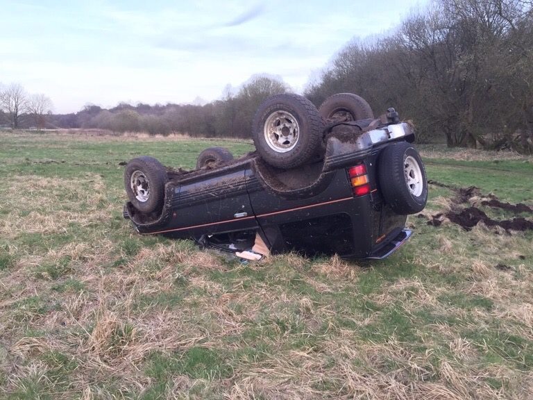 ‘Reckless’ teenagers leave car on its roof in Blackburn fields