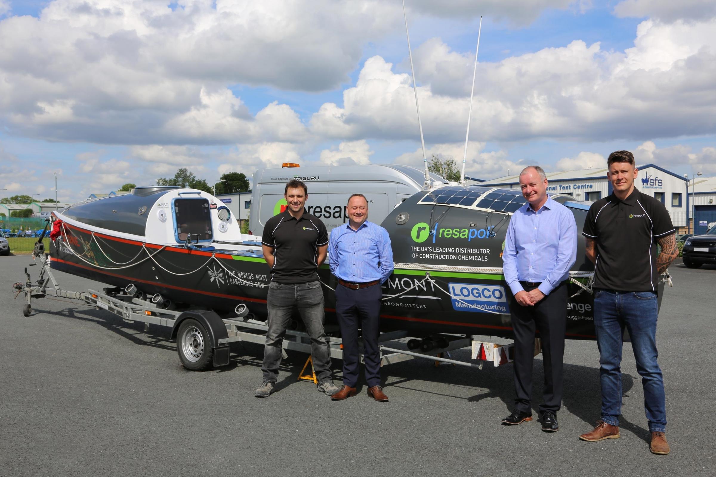 Left to right: Matt Mason, serving Royal Marine Commando and member of the Ocean Revival 2020 crew; Sean Ofsarnie, Director and Co-founder of Resapol; Lloyd Phillips Director and Co-founder of Resapol; Dom Rogers, former Royal Marine Commando and