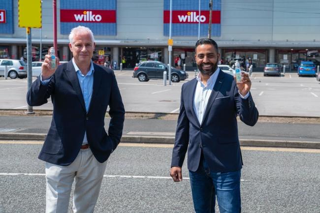 Sanditize Chief Marketing Officer John Taylor and Channel Director Shwebb Mahmood announce Sanditize's launch with Wilko.