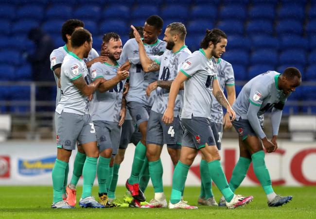 Rovers celebrate Adam Armstrong's winner at Cardiff City