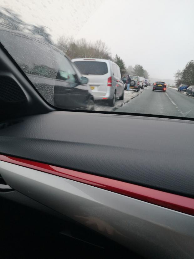 Lancashire Telegraph: Cars parked bumper to bumper on the Grane Road 