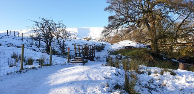 Pendle Hill in the snow by Carolyn Raw