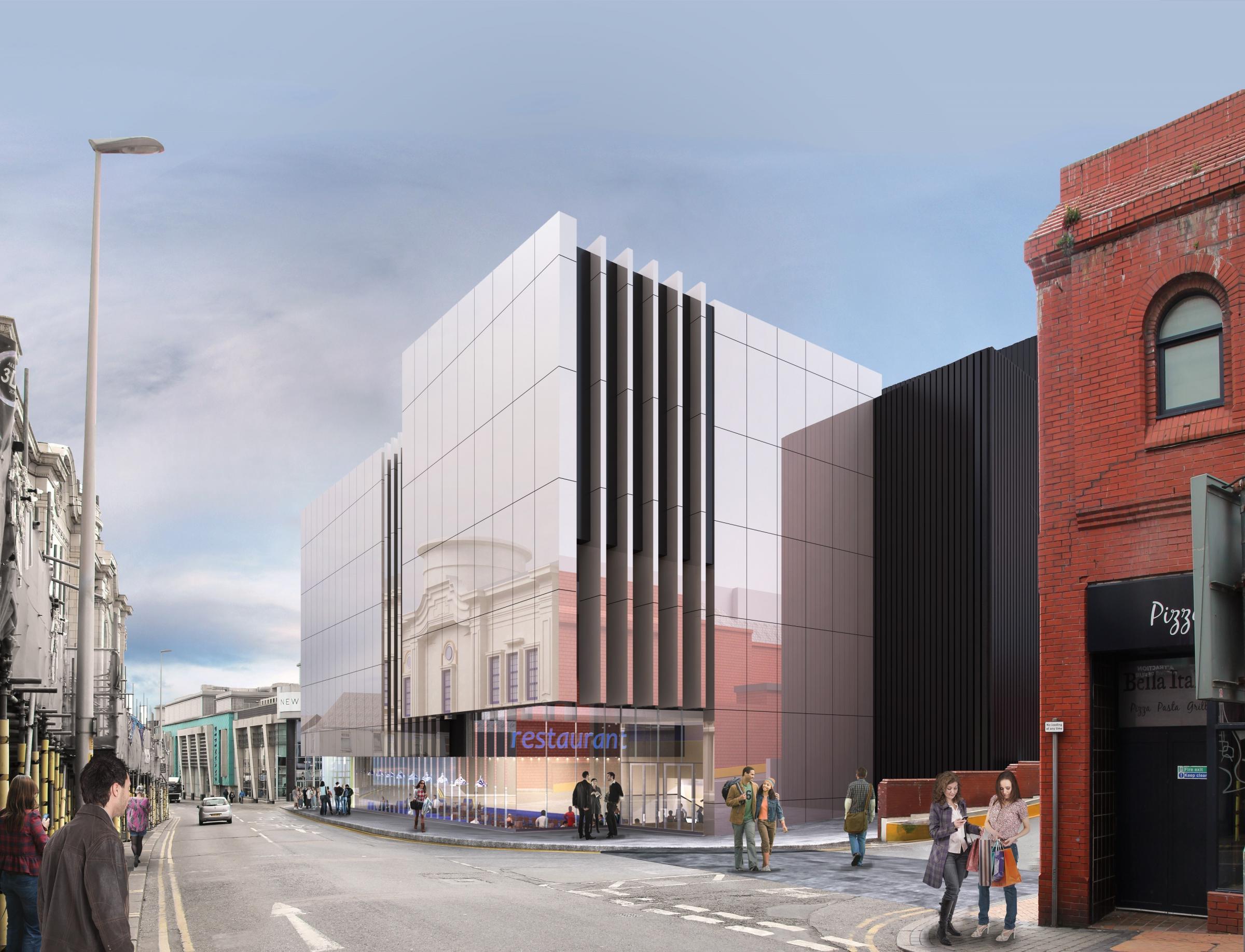 Work will begin in March to build the £20m second phase of the Houndshill Shopping Centre after a deal was signed for an IMAX-style multi-media entertainment centre