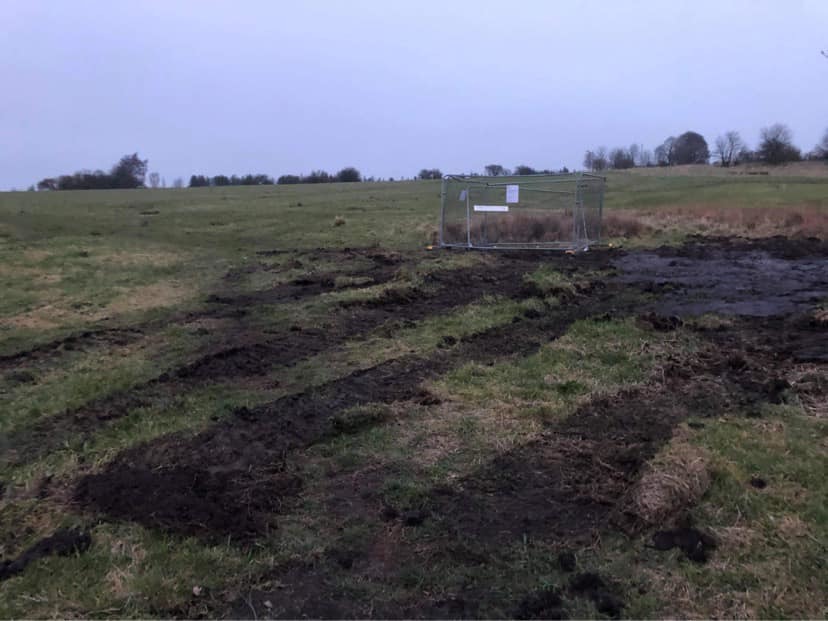 Baileys Field after JCB went onto the site to cover the exposed mineshaft