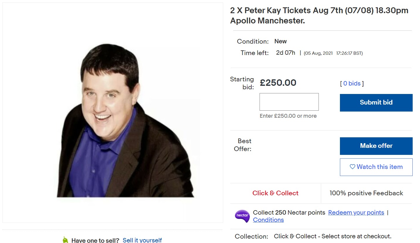 Tickets for Peter Kays Doing It For Laura show on eBay