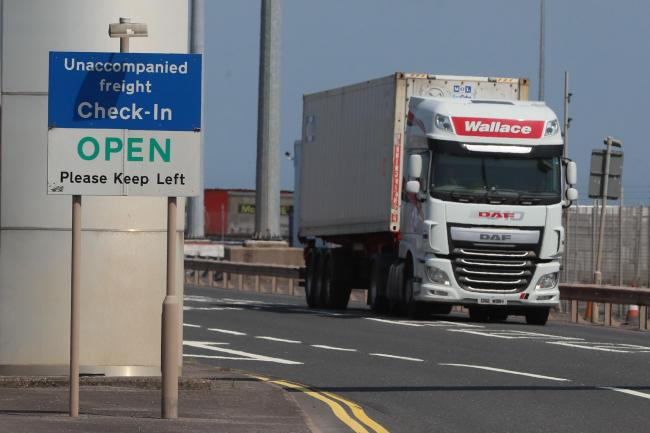 A lorry in Belfast port