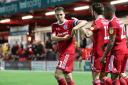 Sean McConville celebrates putting Stanley two goals in front in the win against Fleetwood Town. Picture: www.kipax.com