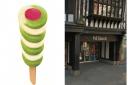Left: A Twister ice-cream Right: WH Smith in Chester.