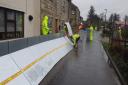 Envrionment Agency puts up flood defences in Ribchester  Picture credit Andrew Walin