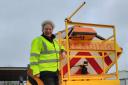 Cllr Cosima Towneley with a gritter.