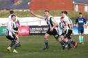 Chorley’s Connor Hall celebrates opening the scoring against Derby in the third round