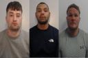 Bradley Anderson, Lucas Hunter and Daniel Scollins, who have been jailed