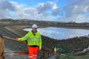 Andrew Stephenson MP visiting the Canal and River Trust’s major works at Barrowford Reservoir