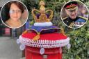 Keeley Robertson (L) has made the post box topper for King Charles' Coronation