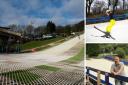 Left: The Hill, formerly known as Ski Rossendale. Top right: A young boy skiing on the slope. Bottom right: Manager Dave Fuller