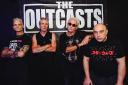 Greg Cowan, second right, with The Outcasts and (inset) still playing sold-out shows after more than 40 years