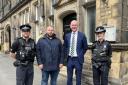 Burnley and Padiham MP Anthony Higginbotham (left centre) and Lancashire's police and crime commissioner Andrew Snowden (right centre)