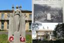 Church war memorial in Gatty Park. Top right photo is of unveiling of memorial  in local newspaper 100 years ago