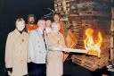 The Mayor and Mayoress of Burnley join members of Burnley Rotary to light the bonfire for the annual bonfire and firework display in 1997