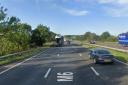 One lane is closed on the M6 northbound near Lancaster