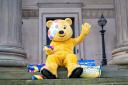Children In Need mascot Pudsey with the Nelson-made Eurovision bags range