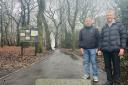 Cllr Steven Smithson (left) with Mark Pickup at Cutwood Park in Rishton