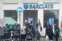 Protesters were back outside Barclays Bank in Blackburn to highlight the ongoing bombing of Gaza.
