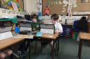 Pupils at Summerseat Methodist Primary School  use the school's new laptops