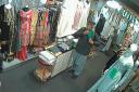 In CCTV footage a man can be seen walking into the Anisha’s Collection fashion store on Victoria Street