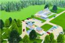 Artist impression of how Calderstones Cemetery could look in future, if redeveloped with a crematorium and car parking