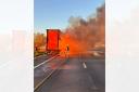 Photos from Wednesday's lorry fire on the M56. Pictures: Cheshire Fire and Rescue Service.