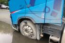 The lorry's tyres burst after the electricity was sent through the vehicle