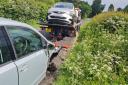 One person was hurt in the crash on Forest Road, at its junction with Betty Haunt Lane on the Isle of Wight