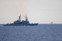 Taiwan guided missile destroyer Ma Kong DDG1805, left, monitors Chinese guided missile destroyer Xi’an DDG15, right, near Taiwan (Taiwan Ministry of National Defence via AP)
