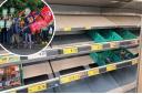 Shelves have been left empty following strikes at two Morrisons warehouses