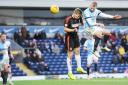 Jordan Rhodes heads in Rovers’ second goal on Saturday